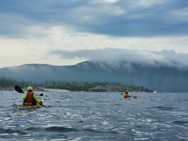 Sea Kayakers heading to Old Woman Bay, Lake Superior Prov. Park