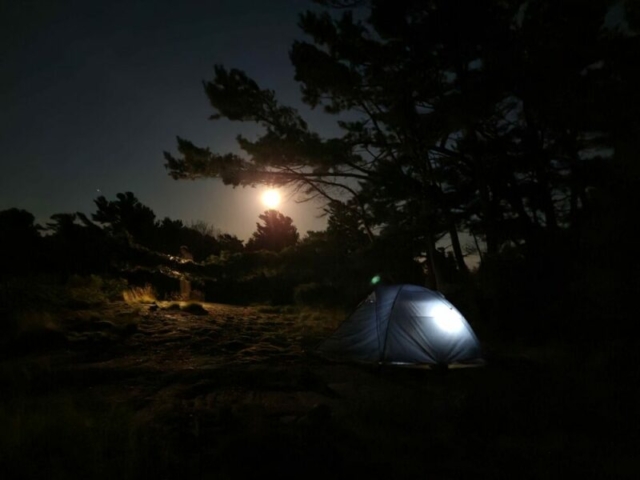 Moonshot tent, Byng Inlet, Georgian Bay