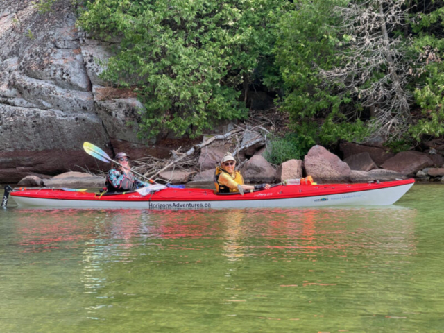 Exploring the backwaters on the Benjamin islands in a tandem kayak, North Channel