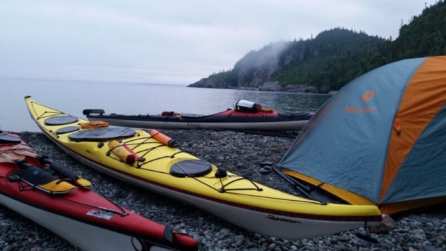 Kayaks at Smokey Point Beach, Lake Superior Prov. Park