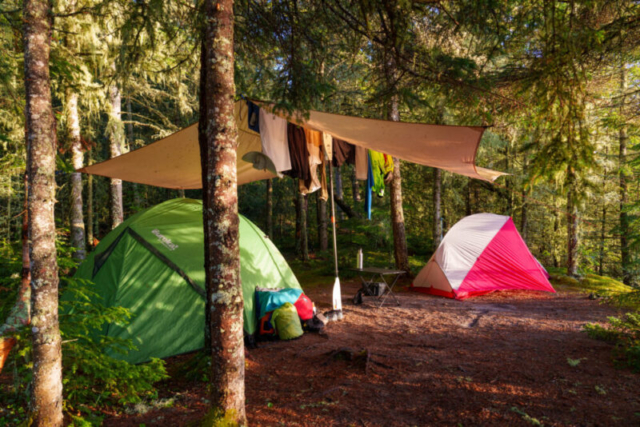 Campsite set up, Fish Harbour, Pukaskwa National Park