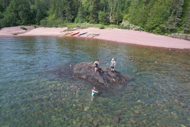 Swimmers at Ryolite Cove, Lake Superior Prov. Park